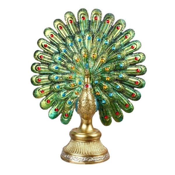 European resin peacock figurines, elegant desktop ornaments for home decor and wedding gifts