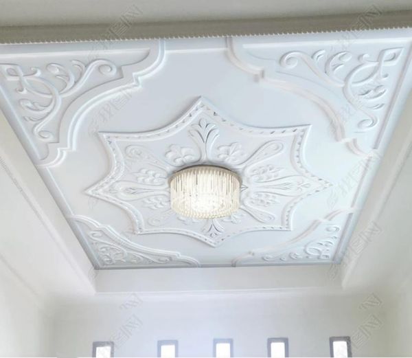European-style 3D ceiling mural wallpaper featuring star patterns for living room walls and ceilings
