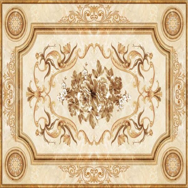 European-style 3D ceiling wallpaper for living rooms, customizable hotel murals and restaurant roof decorations
