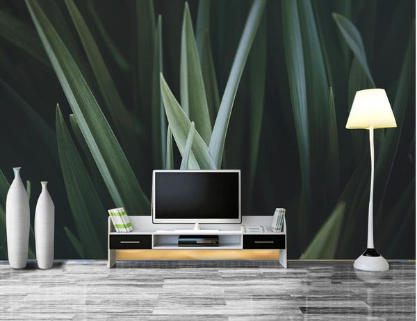 European-style 3D HD simple wallpaper for TV backgrounds, bedroom decor with green plant modern wall paintings
