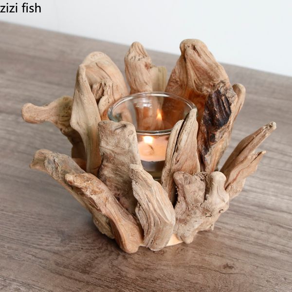 European-style wooden candle holders for romantic dinners and home decor