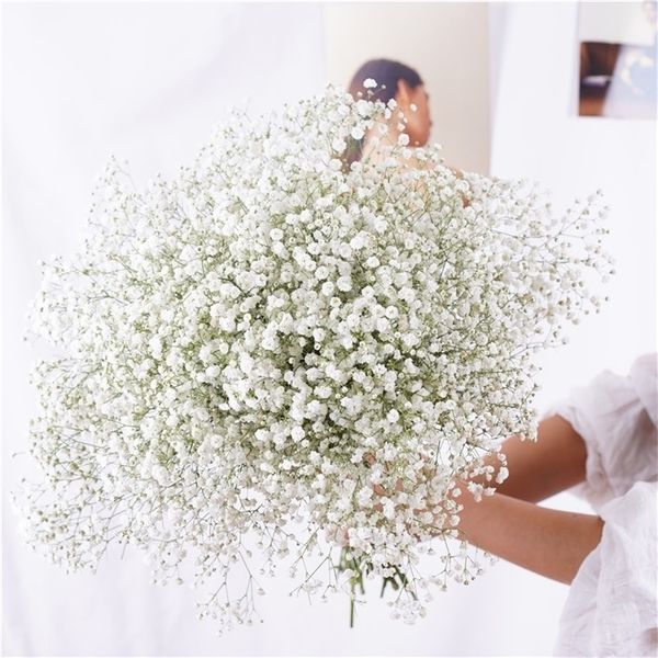 Faux floral greenery featuring natural dried gypsophila flowers in a vase, perfect for DIY wedding decor and arrangements