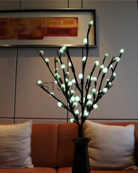 Faux floral greenery shipping pussy willow branch with 48 LED lights, 20 inches long, perfect for spring, Christmas, home, party, and wedding decor