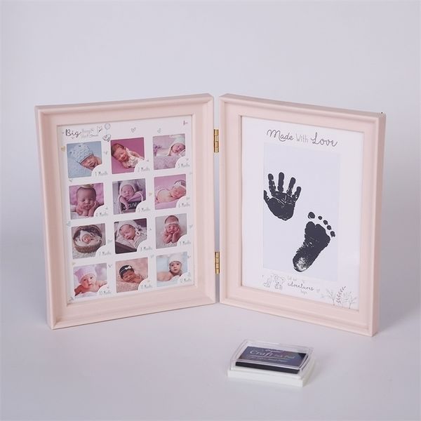 First Year Baby Gift for Kids Birthday, Family Home Decor with 12-Month Photo Frame and Craft Ink Pad