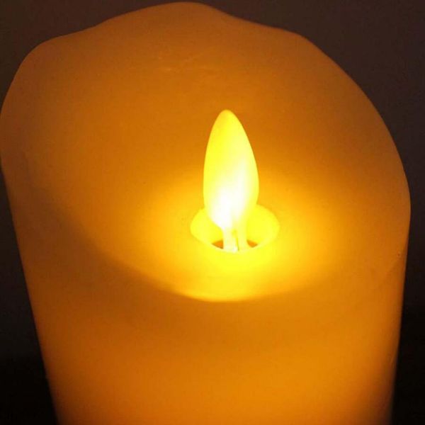Flameless LED tea lights with realistic swinging flame effect, perfect for wedding decorations