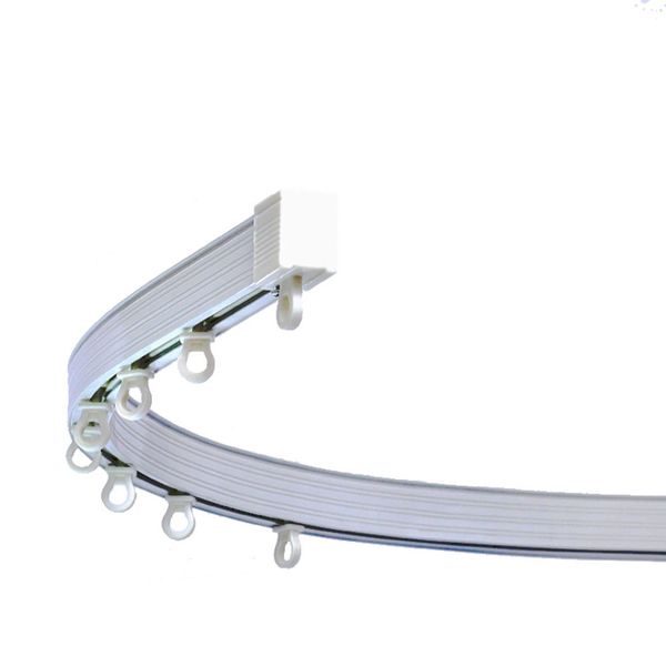 Flexible aluminum-plastic curtain rod with inner pulley for curved window rails