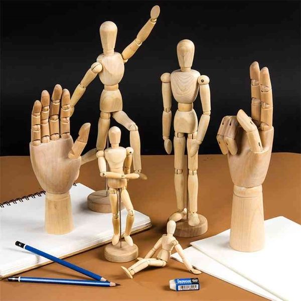 Flexible wooden mannequin doll for drawing and home decor, standing poseable art model toy for kids