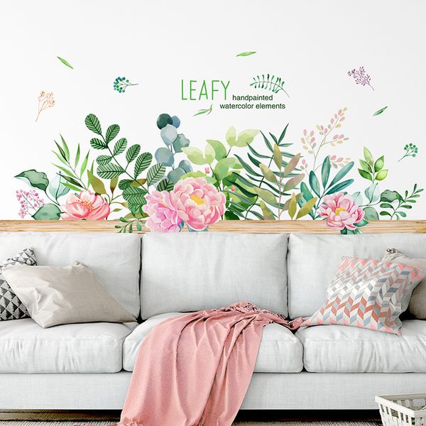 Flower and leaf vinyl wall decals for DIY home decor in living rooms, kids' bedrooms, or nurseries