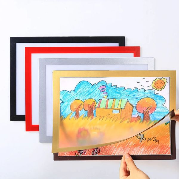 Frames Magnetic Picture Frame Home 8K A4 A3 Poster Cover Refrigerator Wall Decor Pictures Po Certificates Magnetic Po Frame 231202