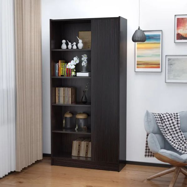Frames Mid Century Faux Wood Bookcase Walnut 230928
