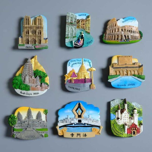 Fridge Magnets Fridge Magnets Tourist Souvenir Notre Dame Hand Painted Craft Resin Accessories Home Decor Resin Fridge Sticker P230508