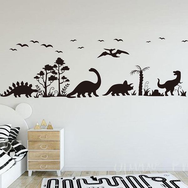 Giant Jurassic Park jungle dinosaur T-rex wall decal vinyl tree bird home decor for living room or bedroom murals 4525 210615