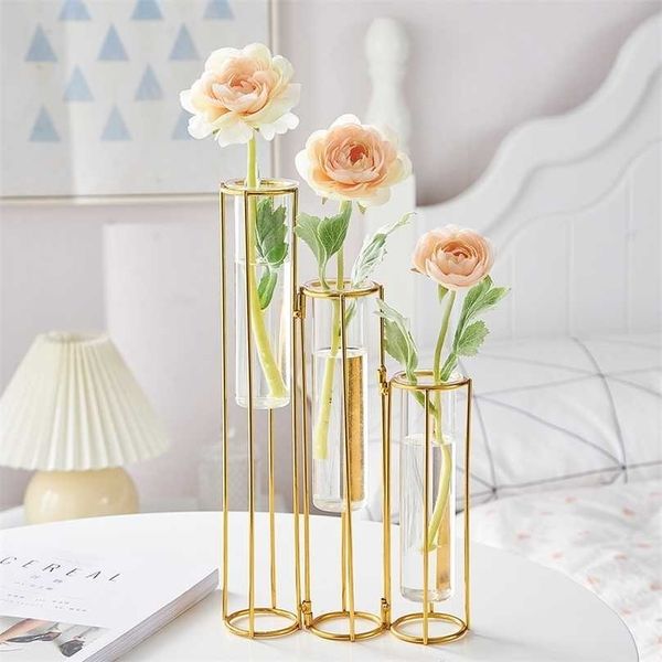 Glass vase for hydroponic home decor, floral arrangements, and metal wedding decorations