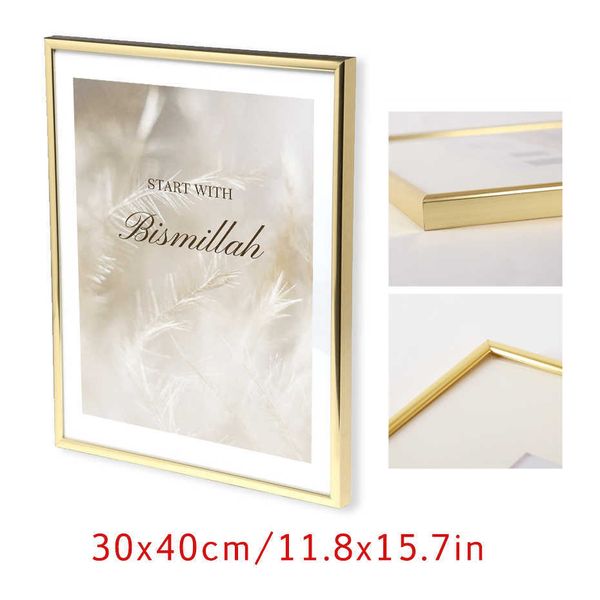 Gold 30x40cm Po Frame without Mat or 20x28cm with Mat, Metal Poster Frame for Home Decor 210611
