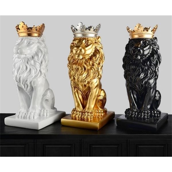 gold lion statue craft for home decor and Christmas sculptures