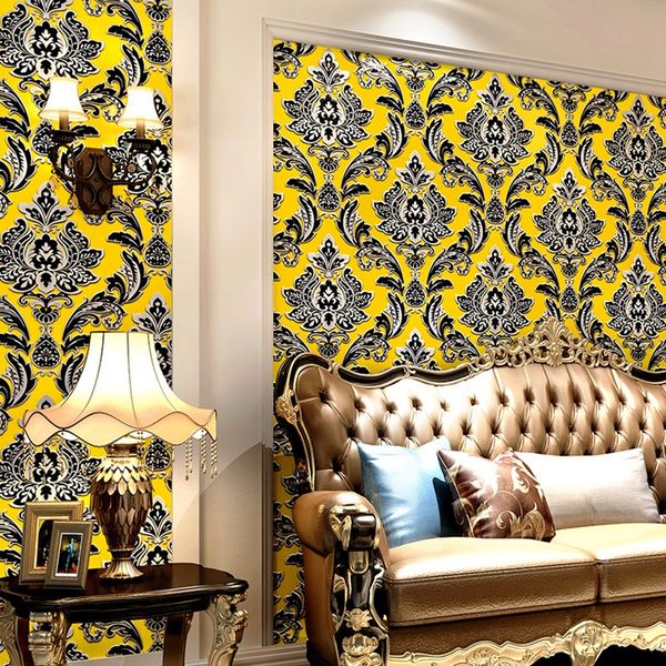 Gold Textured Luxury Classic 3D Damask Wallpaper Bedroom Living Room Home Decor Waterproof Vinyl PVC Wall Paper Roll