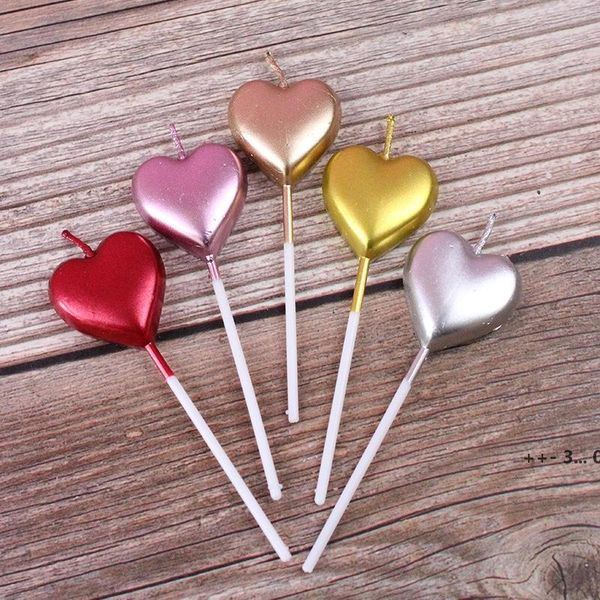 Golden love star-shaped candles for Valentine's Day and birthday parties