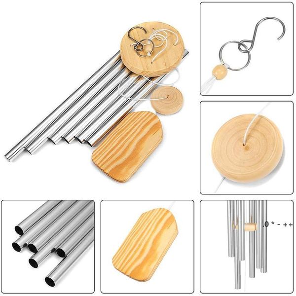 Grace Deep Resonant Antique Metal Wooden 6 Tube Windchime Chapel Bells Wind Chimes Home Ornament Handicraft Gift by sea CCB14083
