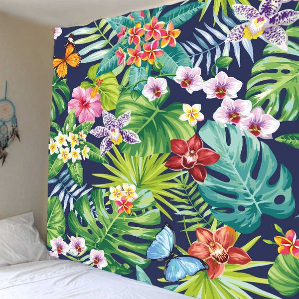 Green Plants Tapestry Tropical Palm Leaves Wall Hanging Large Flower Tapestries Art Wall Cloth Carpet Beach Towel Home Decor 210609

Tropical palm leaf tapestry with green plant design, large floral wall hanging for home decor, beach towel or art cloth
