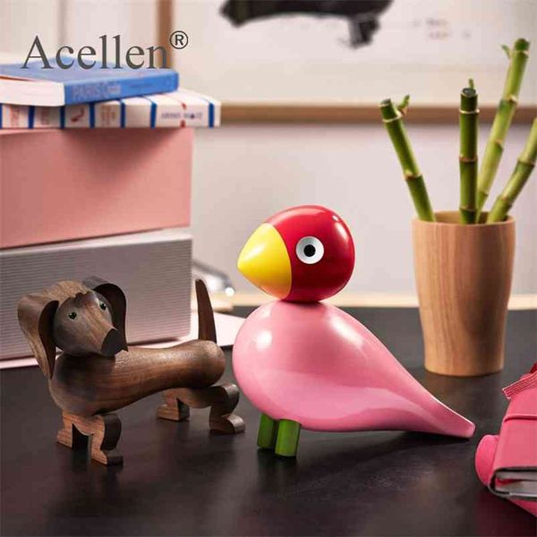 Handcrafted colorful bird figurines for home decor, Nordic-style wooden carvings from Denmark