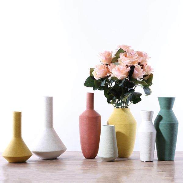 Handcrafted geometric ceramic vases for modern home decor and mantel displays