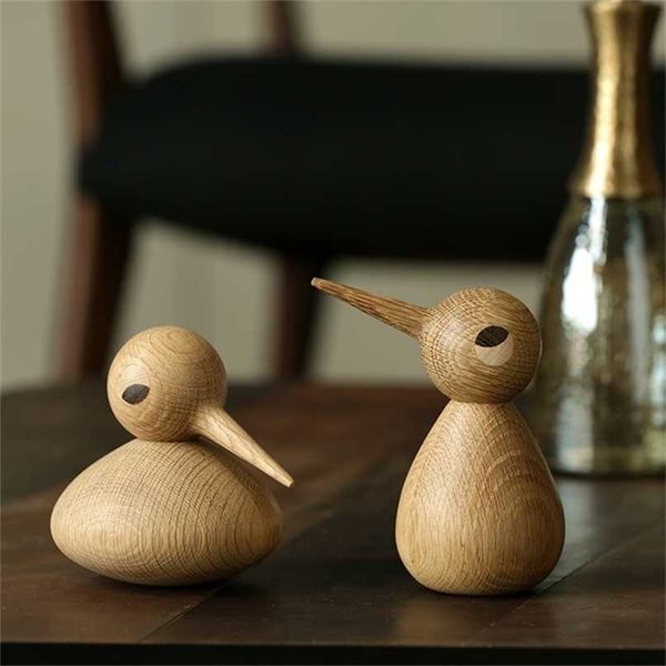 Handcrafted Nordic-style solid wood bird puppet carving for soft decor