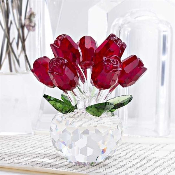 H&D Crystal Red Rose Figurine Art Glass Spring Bouquet Dreams Ornament Home Wedding Decor Souvenir Collectible Gift For Her/Mom 211105

Rewritten:
H&D Crystal Red Rose Glass Figurine - Spring Bouqu...