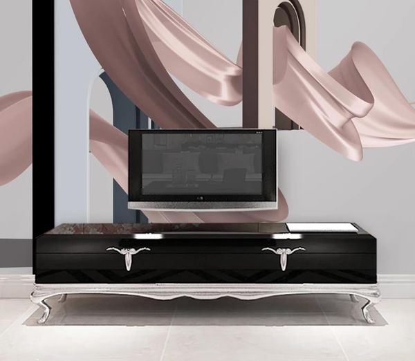 High-quality 3D murals for atmospheric streamer backgrounds featuring geometric designs on TV walls
