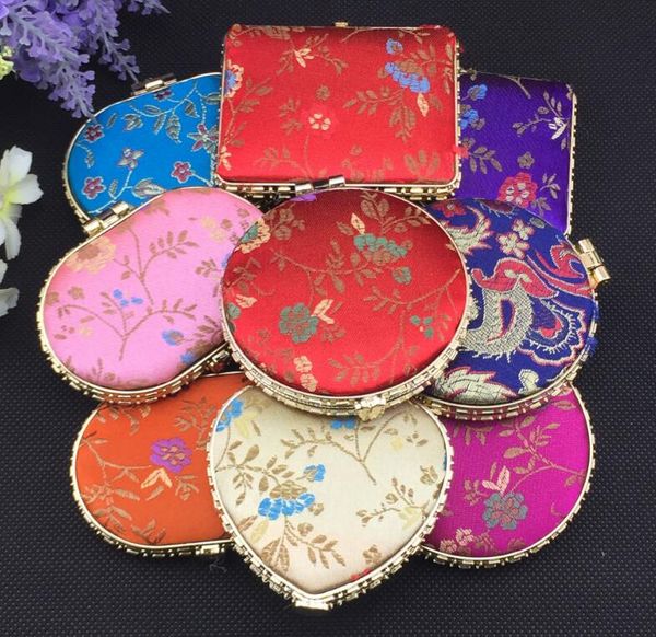 High-quality classical brocade double-sided elegant gift mirror with creative silk HM014 design, customizable for your needs