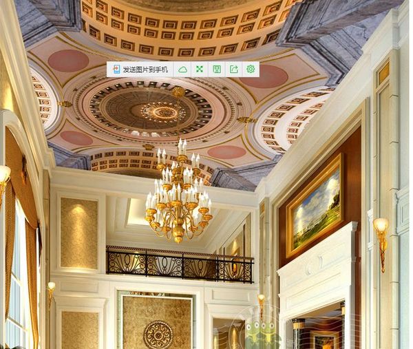 High-quality waterproof 3D ceiling wallpaper with custom patterns for living rooms