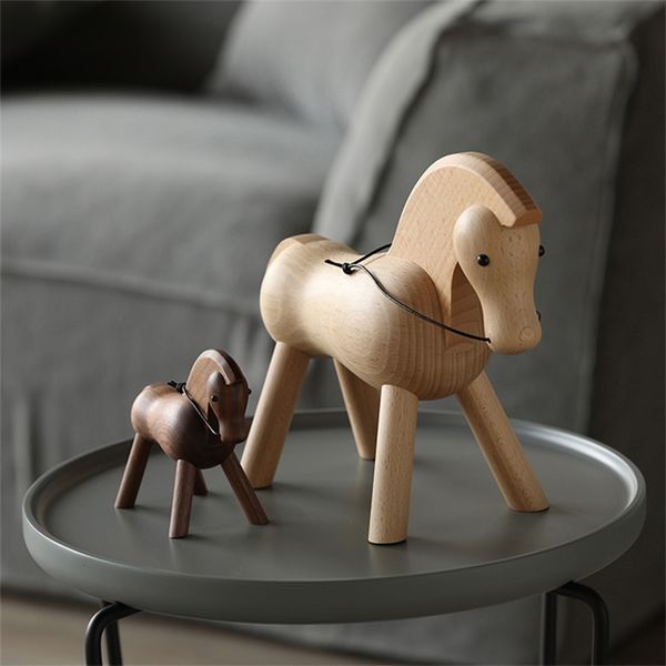 home decor accessories featuring a walnut wood horse sculpture for modern and vintage interior styling