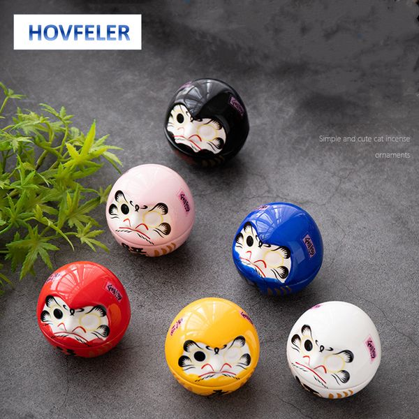 HOVFELER Japanese Ceramic Daruma Doll - Miniature Lucky Charm for Home Decor