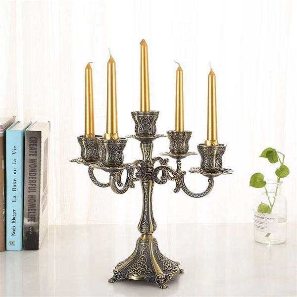 IMUWEN Bronze Candelabra Metal Candle Holders for Weddings and Events, Table Centerpiece Home Decor 210722