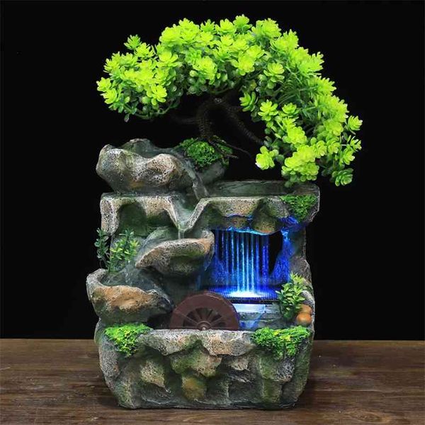 Indoor desktop fountain with 7-color LED light for living room decor