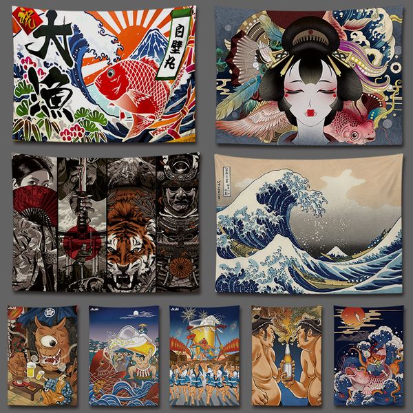 Japanese-style Kylin Beer wall tapestry for sushi restaurant and home decor