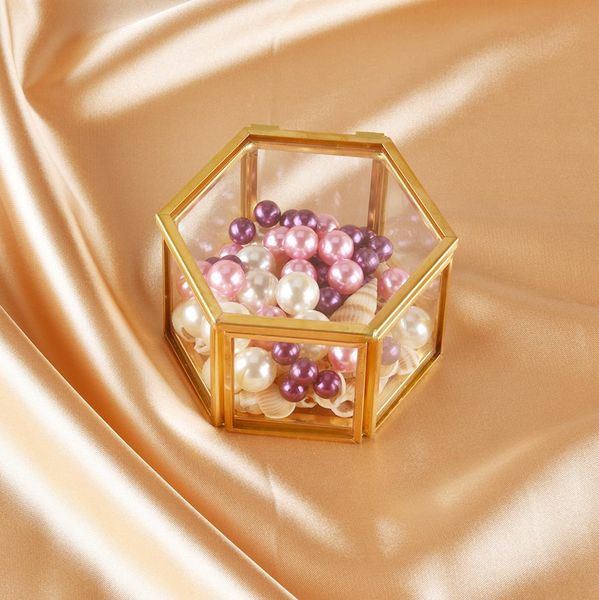 Jewelry and glass storage box for ornaments, wedding rings, and succulent plant display on tabletops