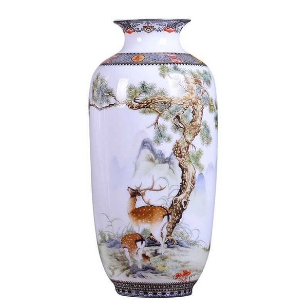 Jingdezhen vintage ceramic vase featuring Chinese-style animal motifs, with a smooth finish for elegant home decor
