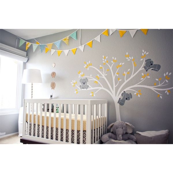 Koala family vinyl wall decals for nursery and kids' rooms, removable tree branch mural art