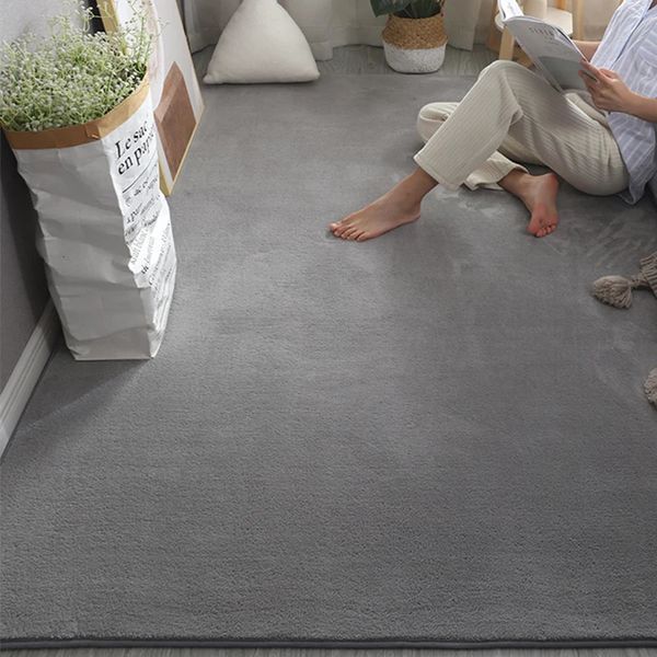 Large soft gray living room rug, skin-friendly bedroom carpet, white baby play mat for home decor