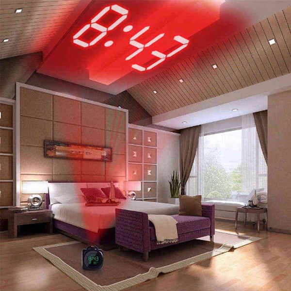LCD Projection LED Display Time Digital Alarm Clock with Voice Prompt, Thermometer, and Snooze Function Desk Model H1230