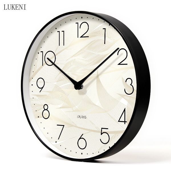 Leaf Watermark Classic Silent Wall Clock in 10, 12, or 14 Inches for Home Decor