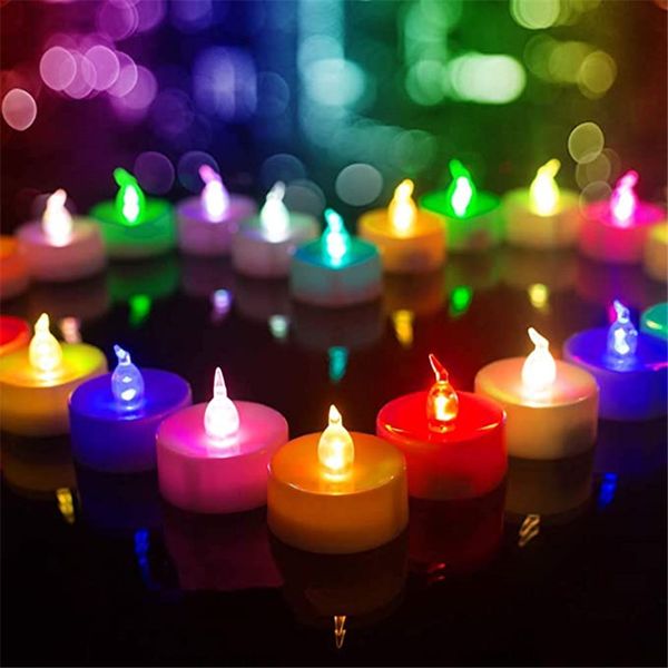 LED Candle Tea Light Flameless Tealight Colorful Flame Flashing Candle Lamp Wedding Birthday Party Christmas Light Decoration DH8899
