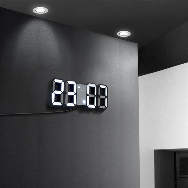 LED digital alarm clock with USB charging, 3D display for home or office desk decoration