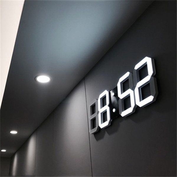 LED digital wall clock with 3D large date, time, Celsius display and nightlight for living room or desktop