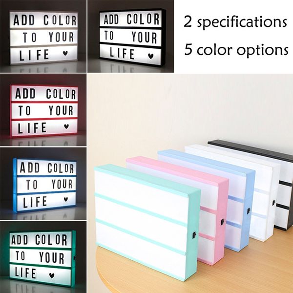 LED Light Box Letters DIY Lightbox Black Letters Cards Combination Night Light A4A6 White Pink Black USB Powered Cinema Lamp 201028

Rewritten:
Customizable LED light box with black letters, cards,...