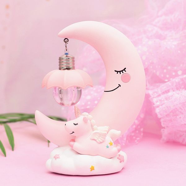 LED unicorn night light, a cute resin moon lamp for kids' bedrooms, perfect as a birthday or Christmas gift