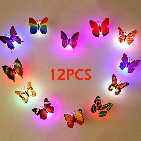 LED wall stickers featuring colorful, glowing butterflies for home decor night lights