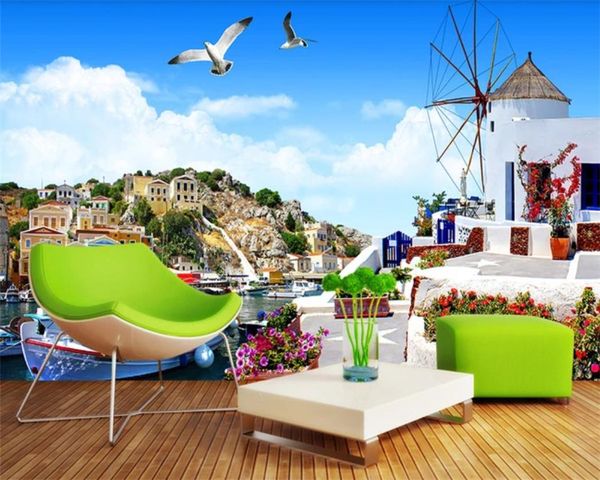 Living 3D wallpaper featuring romantic Venetian Mediterranean landscapes as modern mural art