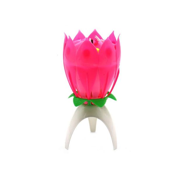 Lotus Music Candle with Singing Feature for Birthday Party Cakes, Flashing Flower Candles with Musical Accessories, Holiday Decoration Item SN5410