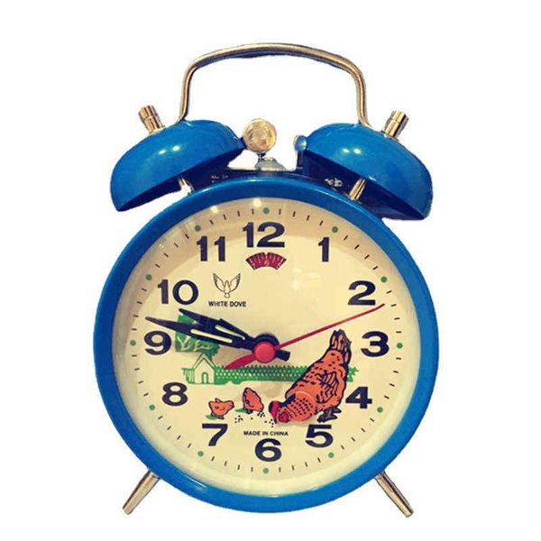 Loud mechanical alarm clock with vintage design, featuring a pecking chicken and bell, ideal as a kids' desk clock or gift